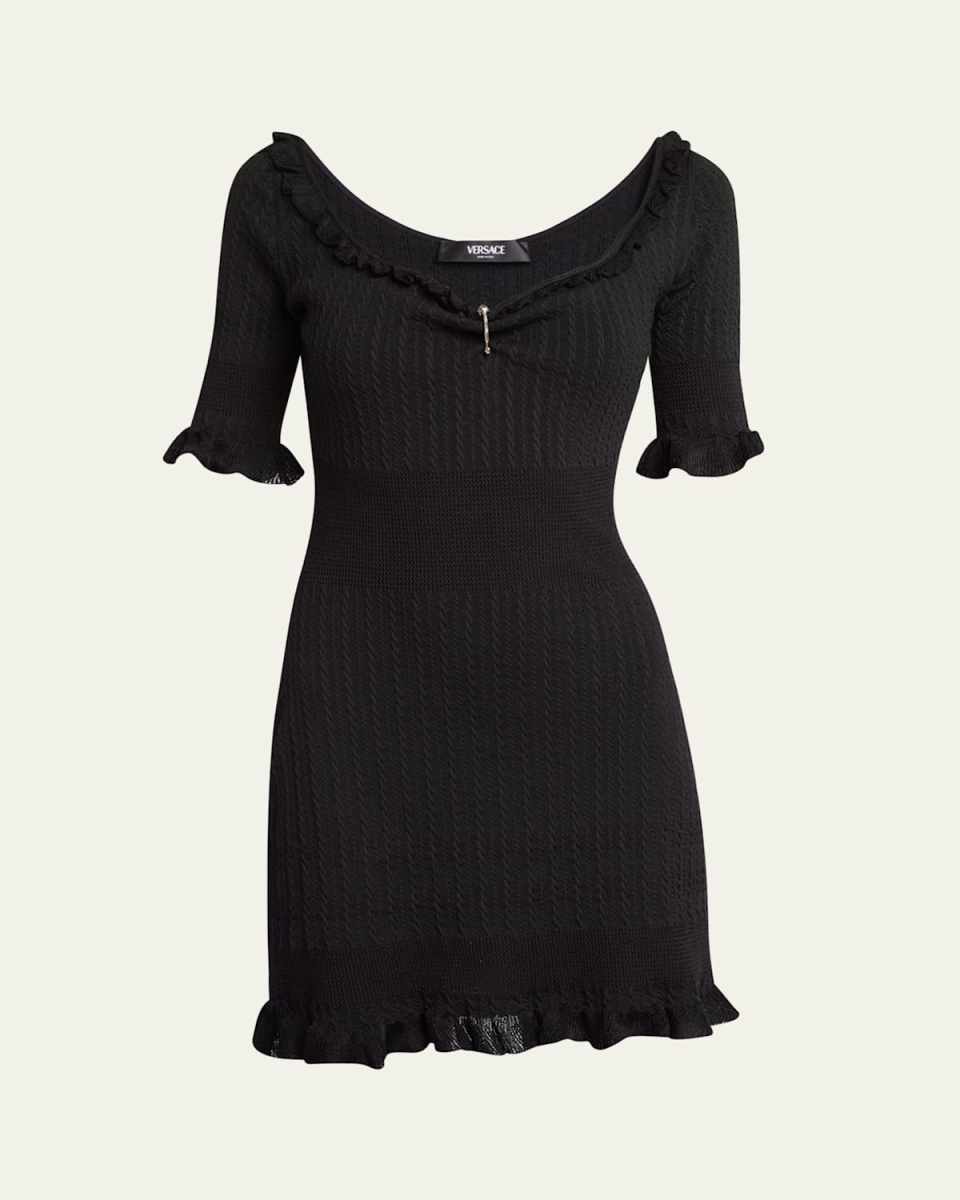 Medusa Pin-Gathered Micro Cable Mini Dress